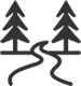 Icon of a river flowing between two trees representing Our Watershed